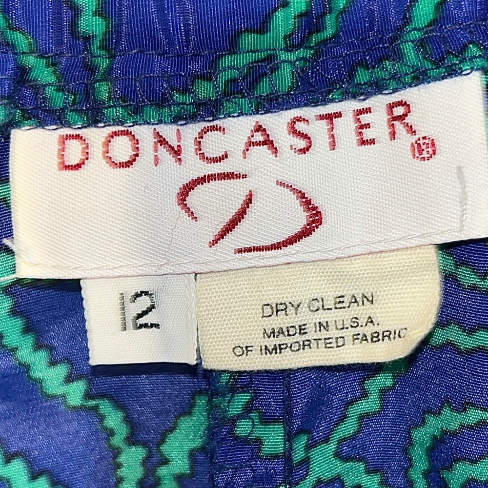 Doncaster‎ Vintage Blue Green Swirl Print Button Front Midi Skirt Womens Size 12 - Picture 4 of 10